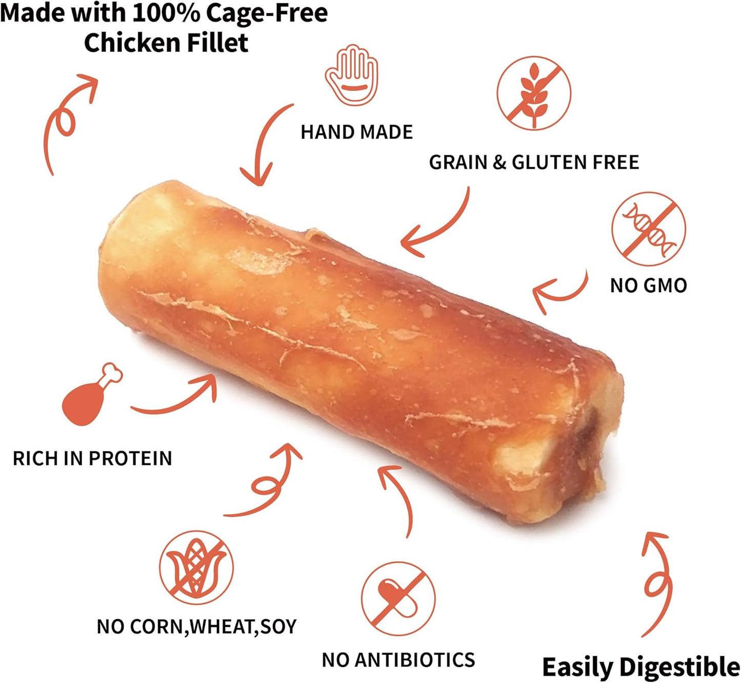 Gluten Free Rawhide Free Dog Chew Chicken Rolls Mini 2.5" for Small Dogs 10 pcs/Pack