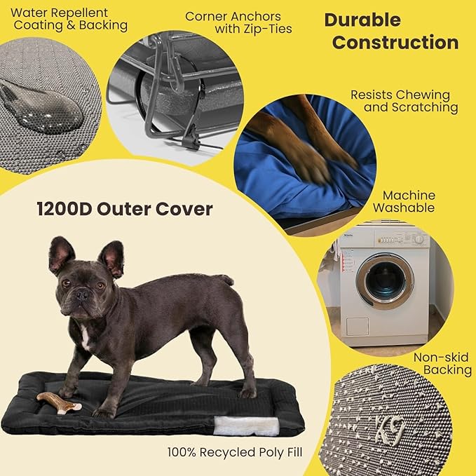 K9 Ballistics Tough Ripstop Dog Crate Pad - Durable, Machine Washable XXL Kennel & Travel Mat for XX Large Dogs, 53 x 36 Fits 54" Wire Crates, Sage Green