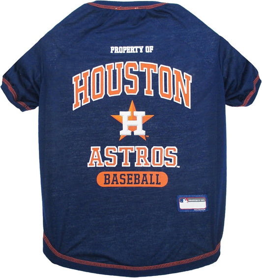 MLB Houston Astros Dog T-Shirt, Medium. - Licensed Shirt for Pets Team Colored with Team Logos. - Premium Stretchable Materials for The Comfort of Your Dog & cat.