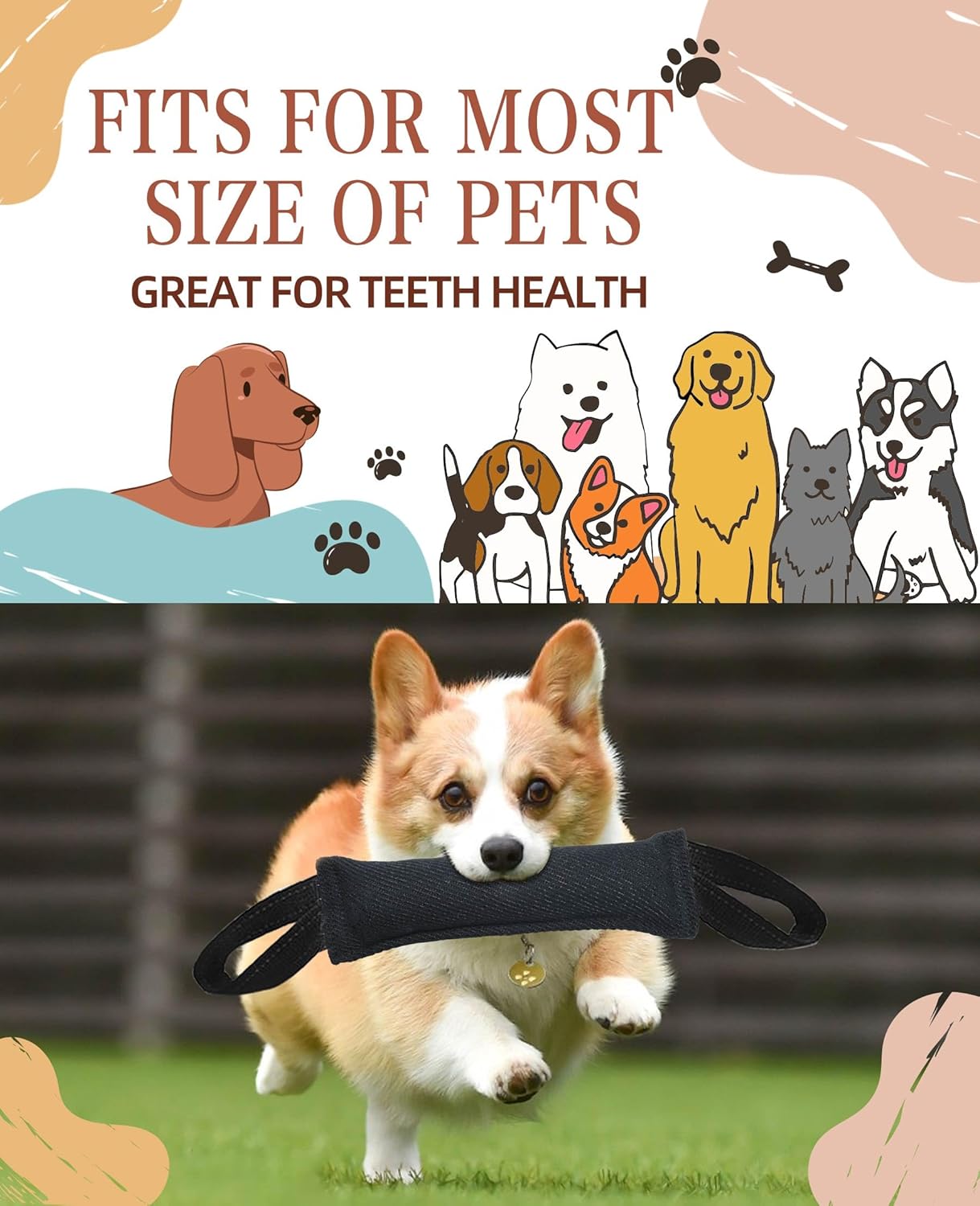 Clysoru Dog Tug Toy Dog，Double Pack Tough Jute Bite Pillow Training Equipment - Puppy to Large Dogs Interactive Toy. (Red Black)