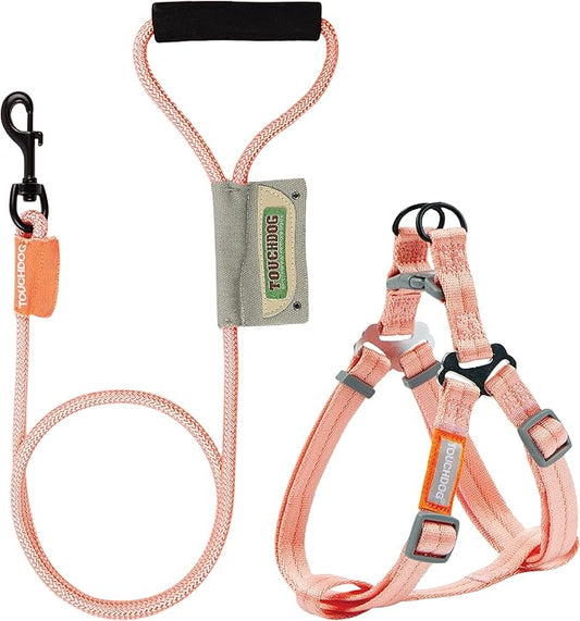 Pet Life ® Touchdog 'Macaron' Durable Nylon Designer 2-in-1 Dog Harness and Cable Pet Leash Combination