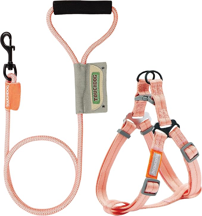 Pet Life ® Touchdog 'Macaron' Durable Nylon Designer 2-in-1 Dog Harness and Cable Pet Leash Combination