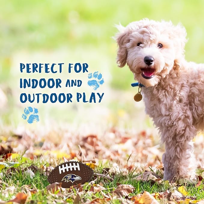 NFL Baltimore Ravens Mega- Chew Hard Nylon Bacon-Flavored Dog Bone Football Chew Toy Interactive Tasty Fun Dog Chewy Toys Indestructible Strong Durable Tough Pet Biting Playtoy for Aggressive Chewers