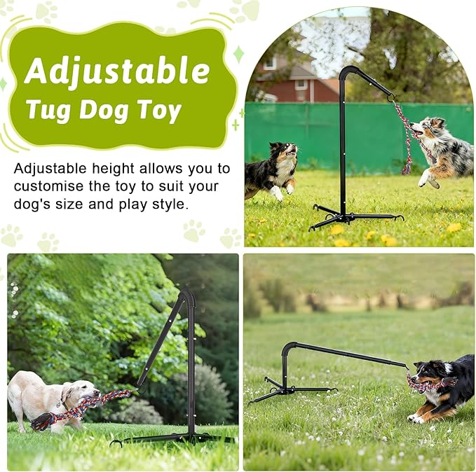 Outdoor Tug of War Dog Toy, Tether Interactive Dog Tug Toy Backyard Heavy-Duty Dog Solo Play Exercise Toy for Large Medium Dogs (Upgraded)