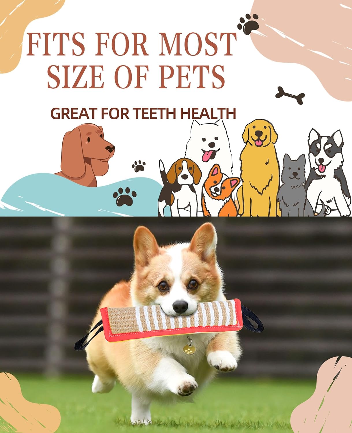 Clysoru Tug Toy for Dogs Squeaky Toy with 2 Strong Handles Lasting Training Equipment Puppy to Large Dog Interactive Toys of War Pull Indestructible Rope Pet Crinkle Teething (red)