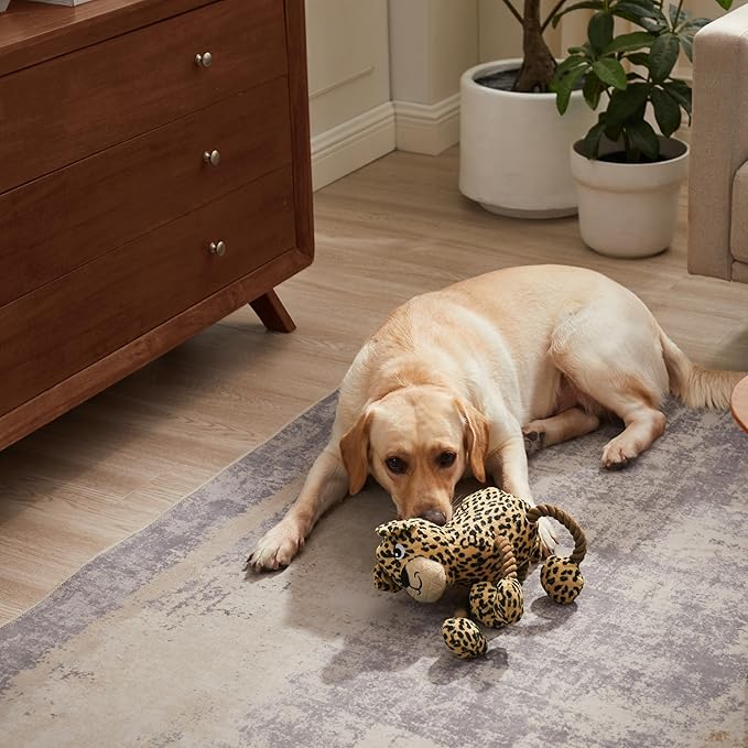 Outward Hound Tuggy Buddyz Leopard Squeaky Rope Dog Toy