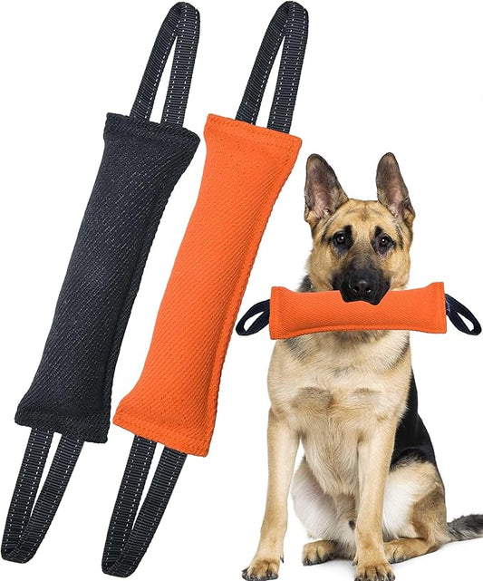 Clysoru Dog Tug Toy Double Pack Tough Jute Bite Pillow Training Equipment Puppy to Large Dogs Interactive