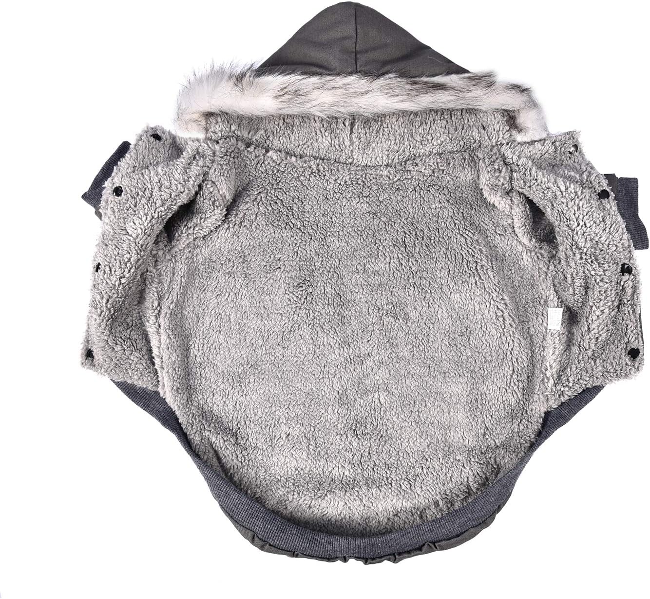 Warm Dog Hooded Trench Coat Windproof Parka Jacket for Cold Weather (XXL 13.5-20lbs, Black Grey)