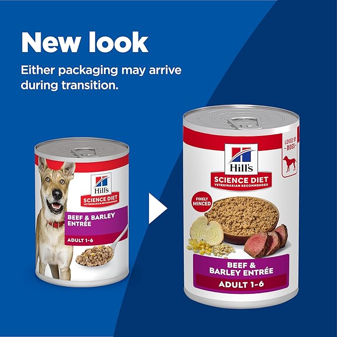 Hill's Science Diet Adult 1-6 Premium Nutrition Wet Dog Food, Beef & Barley, 13 oz. Cans, 12-Pack