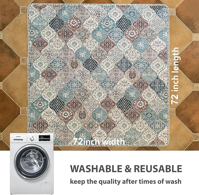 nunubaby Washable Pee Pads for Dogs, Stylish, Non-Slip and Leak-Proof Pee Pads. Reusable Potty Pads for Dogs for Crates and Floors.(Dark Red/Multi, 72" x72" )