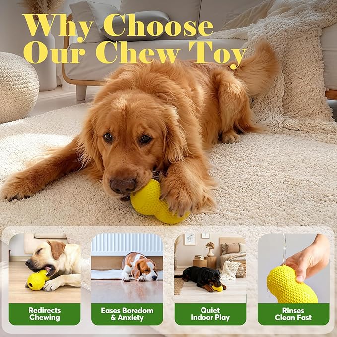 Natural Rubber Dog Chew Toy, Tough Gourd Dog Toy for Aggressive Chewers, Milk-Scented Interactive Dog Toy for Medium & Large Dogs to Chew, Tug & Fetch