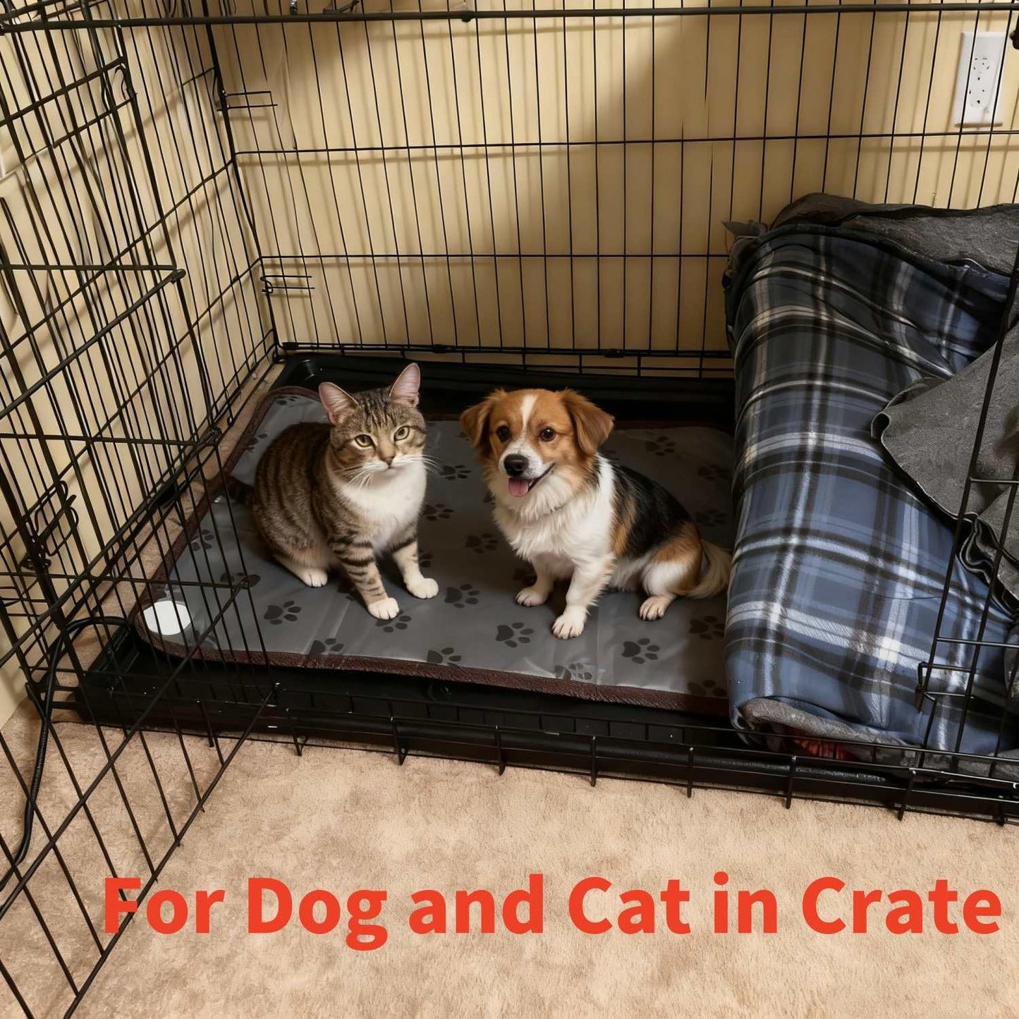 Dog Heating Pad for Large Dog Bed Outdoor Indoor,Electric Heating Blanket for Dog House Pad for Small Medium Pet Cat Puppy Waterproof Easy Clean Long Chew Proof Cord Gray,34"x21"