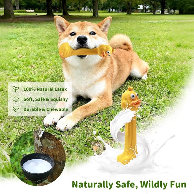 Latex Squeaky Dog Toys, 3 Pack Soft Rubber Dog Chew Toys, 8.7" Standing Stick Animal Pet Toy to Keep Them Busy, Interactive Fetch Squeak Toy for Puppy Small Medium Dogs