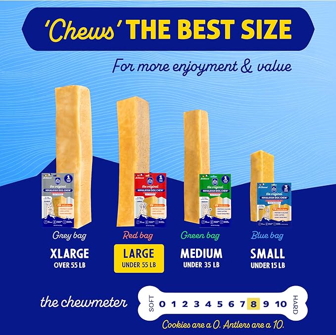 Himalayan Dog Chew Original Yak Cheese Chew, Peanut Butter, 1 Large Stick, 3.3 oz, Gluten Free, Healthy Treats, Grain & Lactose Free 100% Natural, Long Lasting Chews for s Under 55 lbs