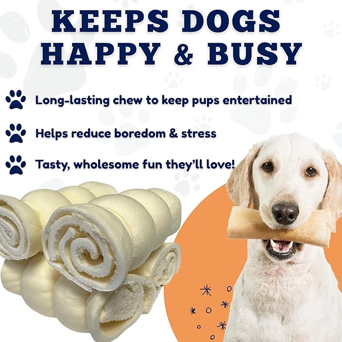 Amazing Dog Treats - Beef Cheek Rolls (6 Inch Regular - 4 Pcs) - No Hide - Safe Rawhide Alternative Dog Chew - Great for Power Chewers - Long Lasting Dog Chew - No Splinters - Retriever Rolls For Dogs