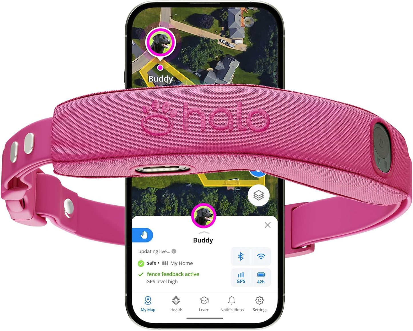 Halo Collar 5, New Wireless Dog Fence & GPS Dog Collar, Subscription Required, Waterproof, Orchid, One Size