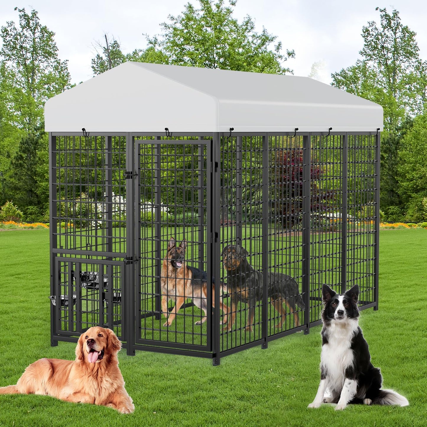 ROOMTEC Large Dog Kennel Outdoor Pet Pens Dogs Run (8 x 4 x5.6-ft)