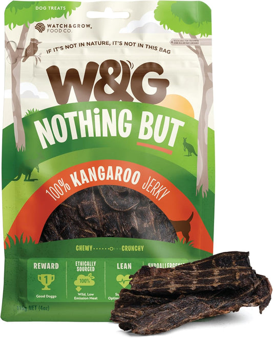 W&G Kangaroo Dog Treats — Single-Ingredient, Grain-Free, Hypoallergenic Training Snacks, 5oz (5oz, Kangaroo Jerky)