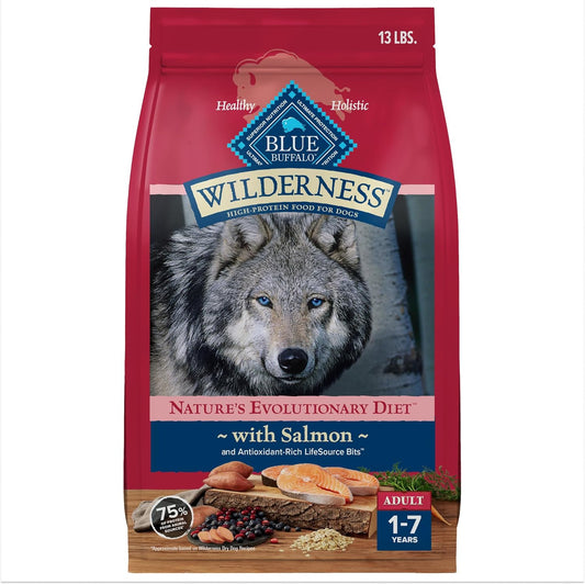 Blue Buffalo Wilderness High Protein Natural Adult Dry Dog Food plus Wholesome Grains, Salmon 13 lb bag