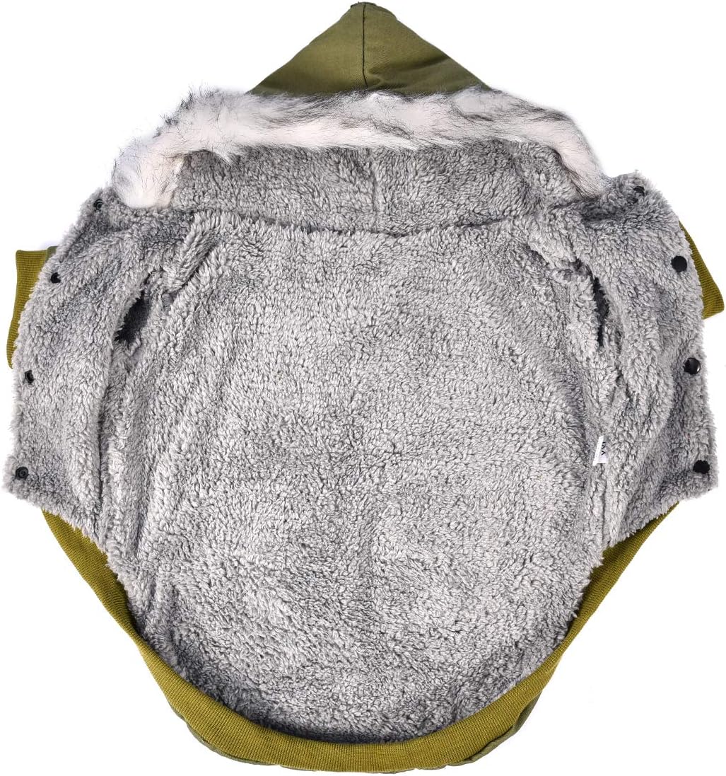 Warm Dog Hooded Trench Coat Windproof Parka Jacket for Cold Weather (XL, Green)