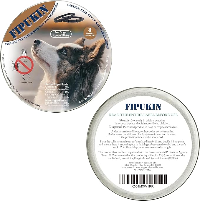 Natural Ingredients Flea Collar for Large Dogs,Safe and Effective Flea and Tick Collar, Waterproof,8 Months Protection Each,Free Comb and Tick Scoop,27.5 Inches,2-Pack