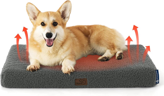 Bedsure Self Warming Dog Bed for Medium Dogs - Comfy Puppy Beds with Removable Washable Cover, Orthopedic Egg Crate Foam Pet Mat, Suitable for Pet Up to 30 lbs