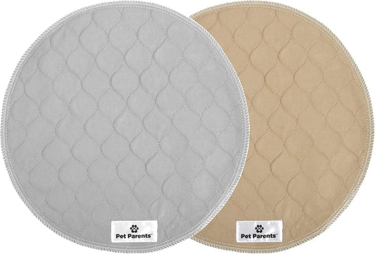 Pet Parents® Pawtect® Pads Washable Pee Pads for Dogs (2pack) of Premium Dog Pee Pads, Waterproof Puppy Pads & Reusable Dog Pads, Whelping Pads & Modern Pee Pads for Dogs (Tan/Grey, 17" Round)