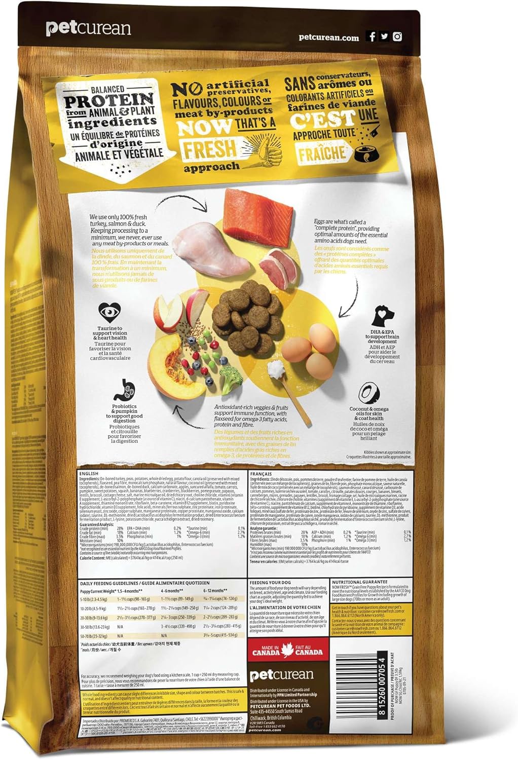 Now Fresh Grain-Free Dry Puppy Food with Turkey, Salmon & Duck, Healthy Kibble for Growing Dogs with Real Meat & Fish, Chicken-Free, Enhanced with Pumpkin & Probiotics for Good Digestion, 22 lb Bag