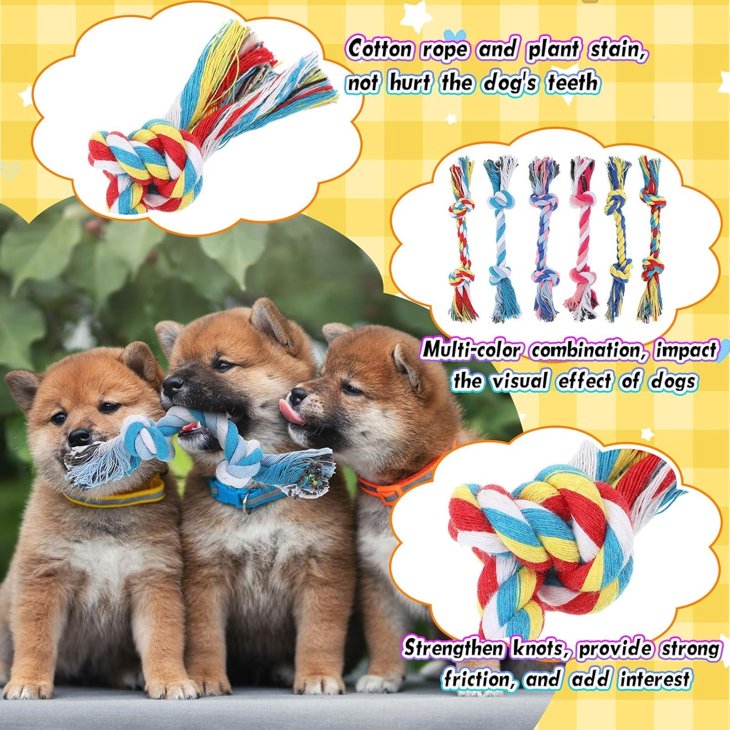 100 Pieces Knot Rope Dog Toys Multi Color Puppy Chew Toy Cotton Puppy Toys Dental Dog Teething Toys 2 Knot Dog Tug for Small and Medium Dogs Aggressive Chewers Supplies