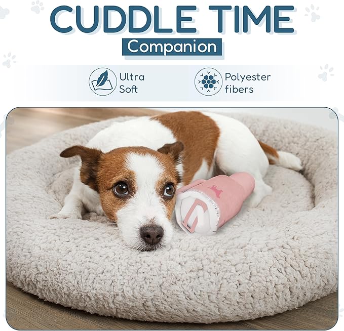 Pup Cup Tumbler Dog Toy – Cute Girl Dog Toy, Valentines & Birthday Gift, Interactive Squeaker, Fun Puppy Present (Pink Peach Dust)