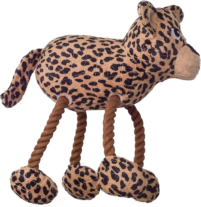 Outward Hound Tuggy Buddyz Leopard Squeaky Rope Dog Toy