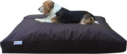 Dogbed4less Medium Shredded Memory Foam Dog Bed Pillow with Waterproof Liner and Heavy Duty Nylon Cover 37X27 Inches, Seal Brown