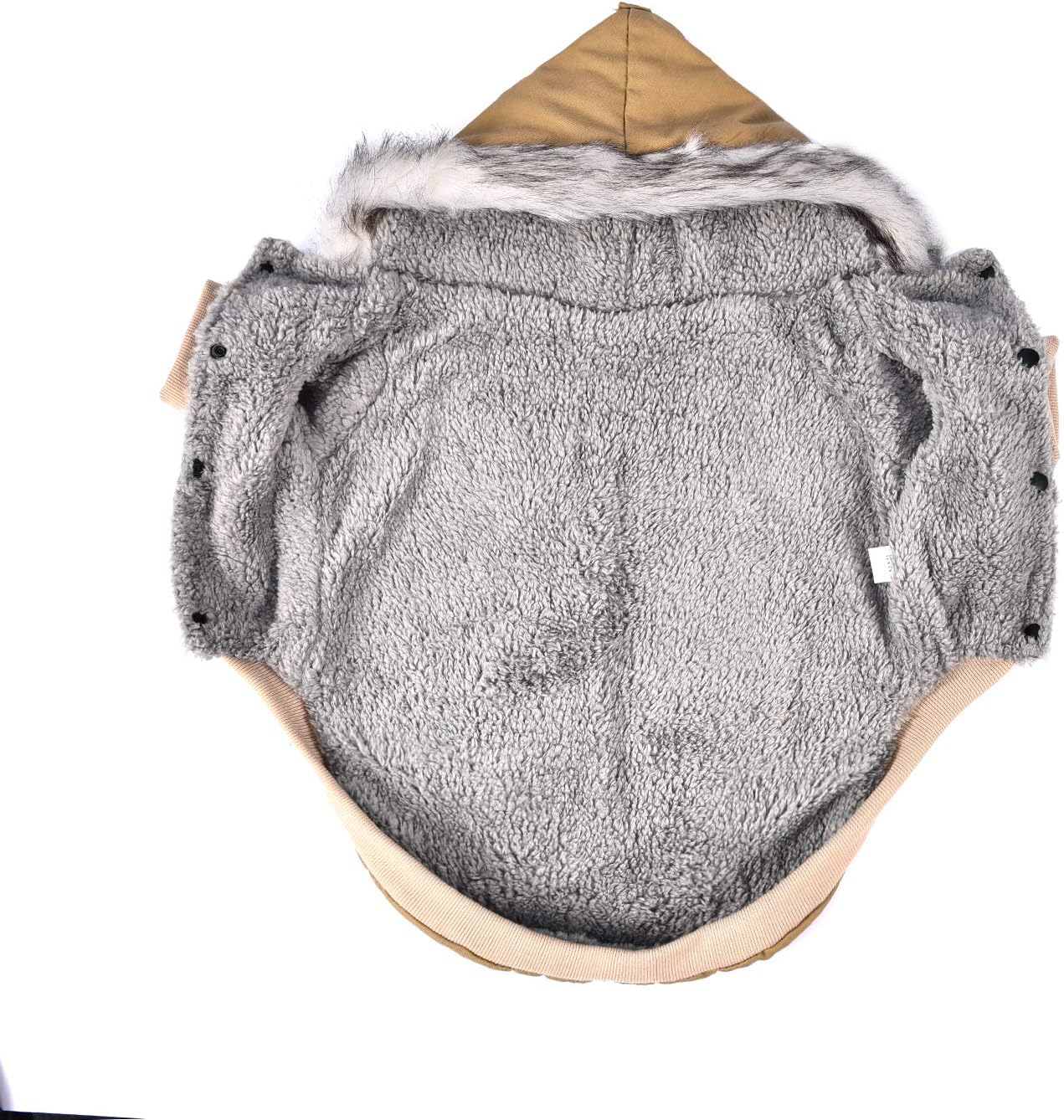 Warm Dog Hooded Trench Coat Windproof Parka Jacket for Cold Weather (M, Khaki)