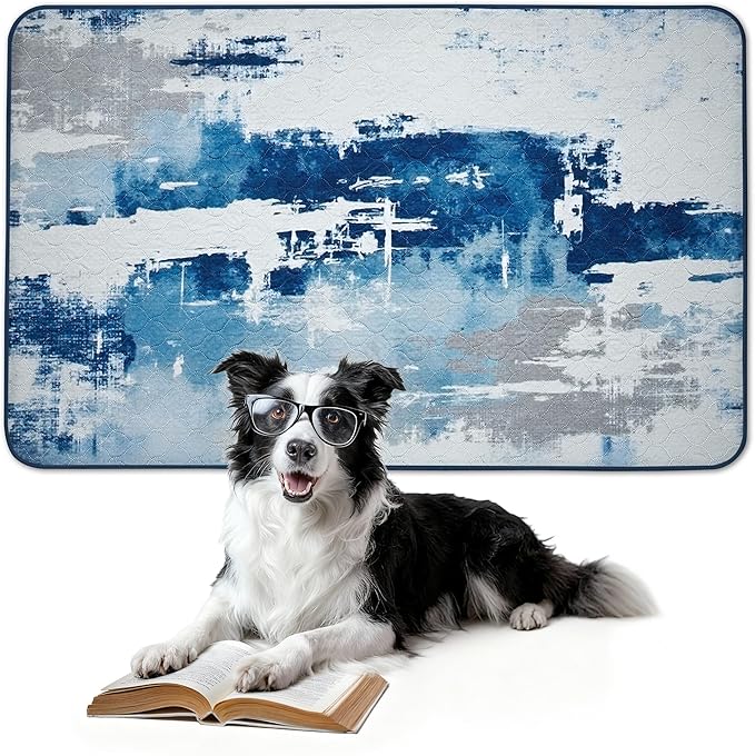 FXW Washable Pee Pads for Dogs, Puppy Pads with Super Absorbent, Specifically Designed for FXW Rollick/Homeplus 24inch 6 Panels Dog Playpen, 39" x 63" Rectangle, Tie-Dye Blue, 1 Pack