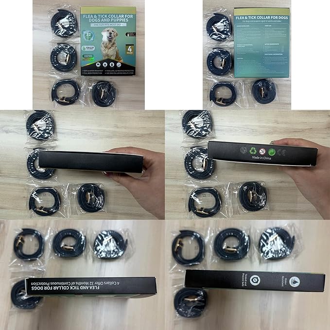 4 PCS Flea and Tick Collar for Dogs, 32 Months Protection Waterproof & Adjustable Dog Treatment Collar, Flea and Tick Prevention for Dogs & Puppies (Black)