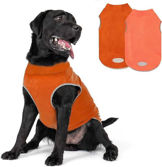 cyeollo 3XL Dog Sweaters for Large Dogs Male Female, Pullover Dog Sweatshirt Reflective Pet Jacket Fall Winter Dogs Sweaters Warm Pet Clothes, Orange & Red XXXL
