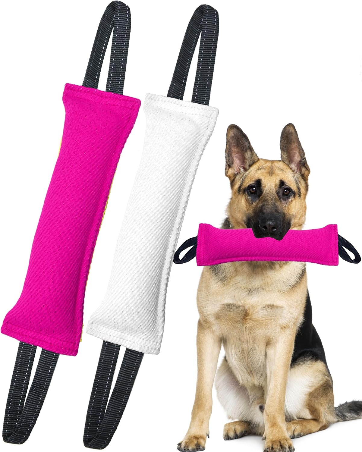 Clysoru Dog Tug Toy Dog，Double Pack Tough Jute Bite Pillow Training Equipment - Puppy to Large Dogs Interactive Toy.