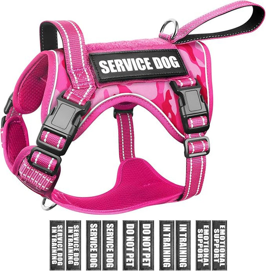 WINSEE Tactical Dog Harness, No Pull Dog Harness for Medium Large Dogs with Handle & Molle, Military Service Dog Vest Harness in Training Pet Harness for Small Dogs