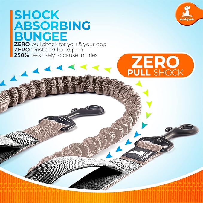 SparklyPets - Hands Free Dog Leash with Reflective Stitches - Waist Leash for Medium & Large Dogs Walking, Hiking, Training, Jogging, Canicross, Running