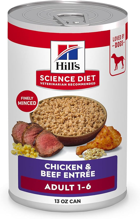Hill's Science Diet Adult 1-6 Premium Nutrition Wet Dog Food, Chicken & Beef, 13 oz. Cans, 12-Pack