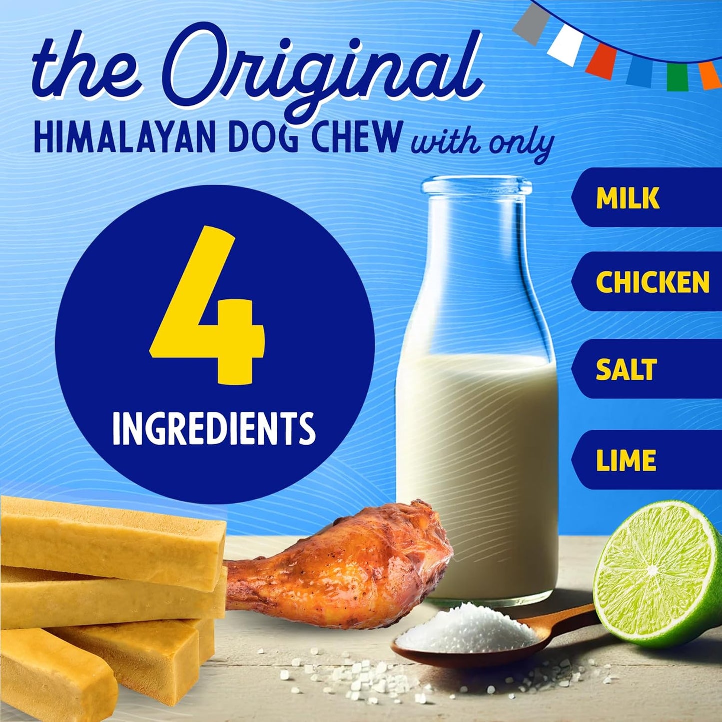 Himalayan Dog Chew Original Yak Cheese Chew, Chicken, 1 Medium Stick, 2.3 oz, Gluten Free, Healthy Treats, Grain & Lactose Free 100% Natural, Long Lasting, for Dogs Under 35 lbs