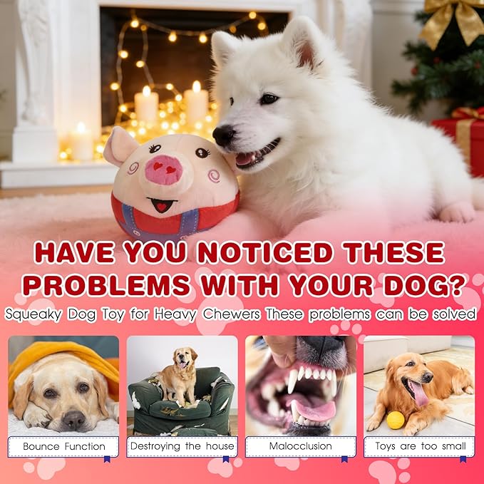 Interactive Dog Toys, 2026 New Active Moving Pet Plush Toy, Rechargeable Squeaky Dog Ball Toy with Talking Sound, Washable Bouncing Piggy Toy for Dogs Puppies (Blue)