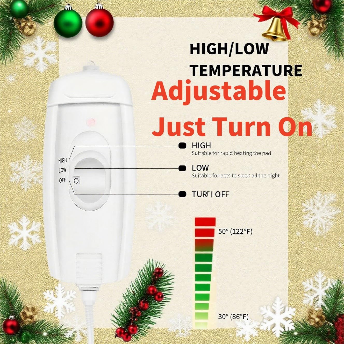 Dog Heating Pad for Large Dog Bed Outdoor Indoor,Electric Heating Blanket for Dog House Pad for Small Medium Pet Cat Puppy Waterproof Easy Clean Long Chew Proof Cord Gray,34"x21"