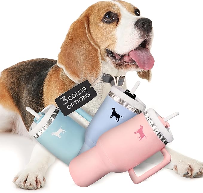 Pup Cup Tumbler Dog Toy – Cute Girl Dog Toy, Valentines & Birthday Gift, Interactive Squeaker, Fun Puppy Present (Pink Peach Dust)