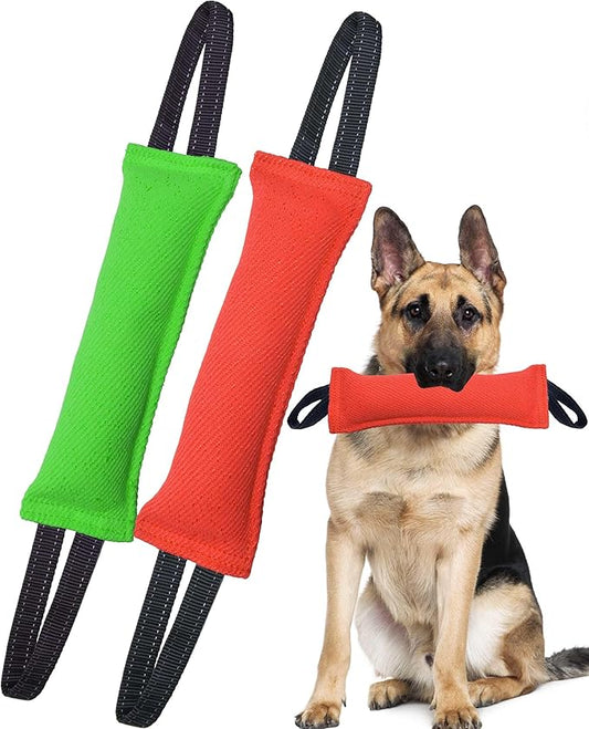 Clysoru Dog Tug Toy Double Pack Tough Jute Bite Pillow Training Equipment Puppy to Large Dogs Interactive