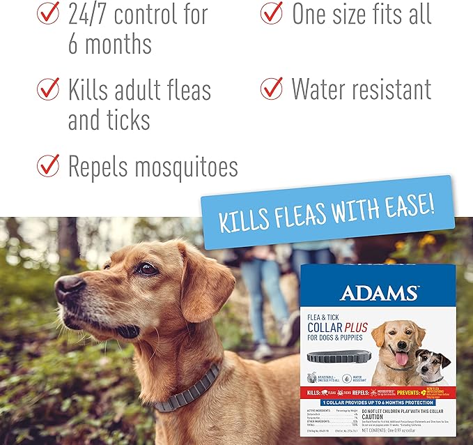 Adams Plus Flea Collar + Shampoo Bundle