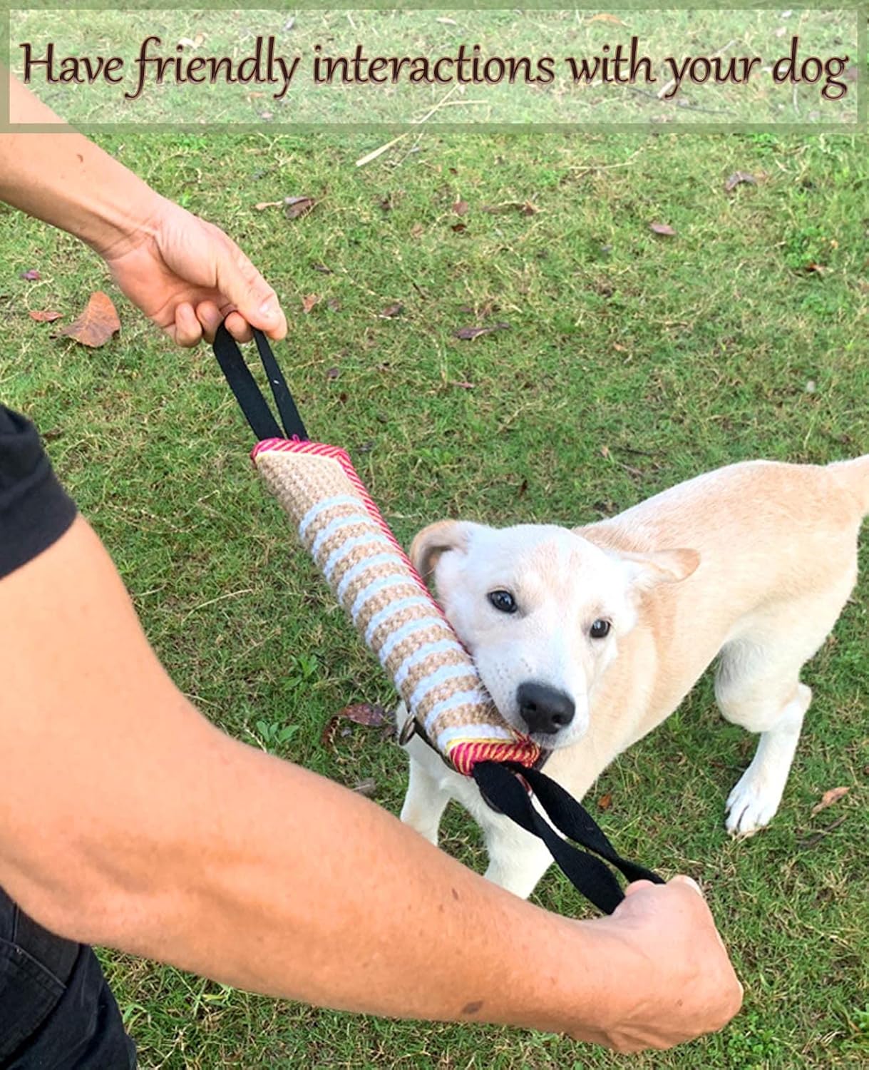 Clysoru Tug Toy for Dogs Squeaky Toy with 2 Strong Handles Lasting Training Equipment Puppy to Large Dog Interactive Toys of War Pull Indestructible Rope Pet Crinkle Teething (Flower)