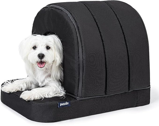 Orthopedic Dog House - Outdoor Waterproof Dog Shelter w/Porch - Indoor Pet House w/Egg-Crate Foam - Cooling - Machine Washable - Ideal for Small Breeds & Fits 24-Inch Crate - 23"x16"