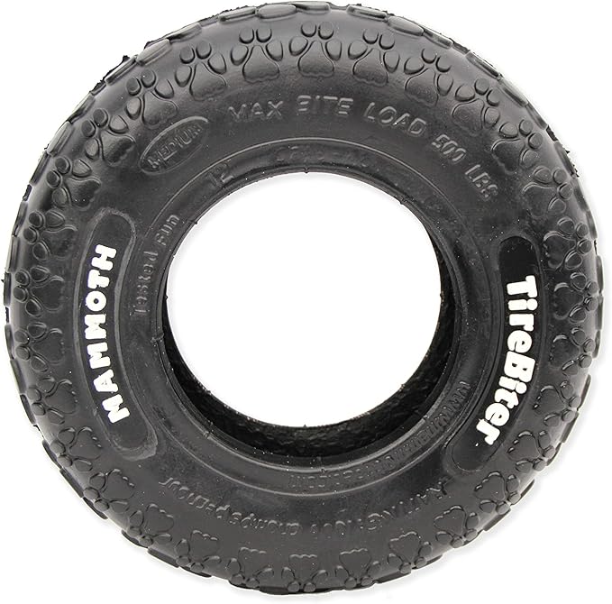 Mammoth TireBiter Originals - Natural Rubber Dog Toys - Dog Toys for Extra Long Interactive Play - Strong Chewer Toys for Dogs - Medium, 8”