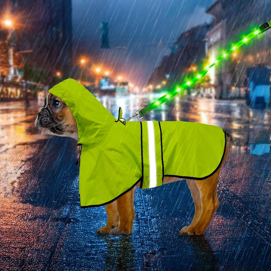 Weesiber Dog Raincoat, Waterproof Dog Rain Jacket with Leash Hole, Reflective Puppy Rainwear Hooded Pet Poncho Slicker for Walking (S, Green)